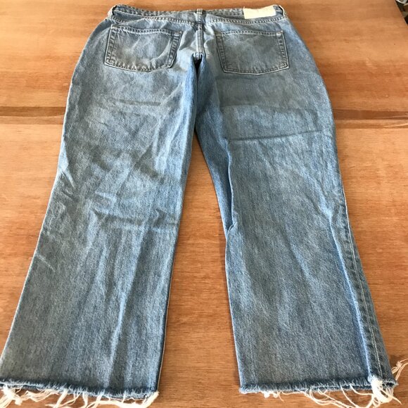 Grlfrnd The Karolina Straight Crop Jeans Women 31 Blue High Rise Distressed - Picture 2 of 15